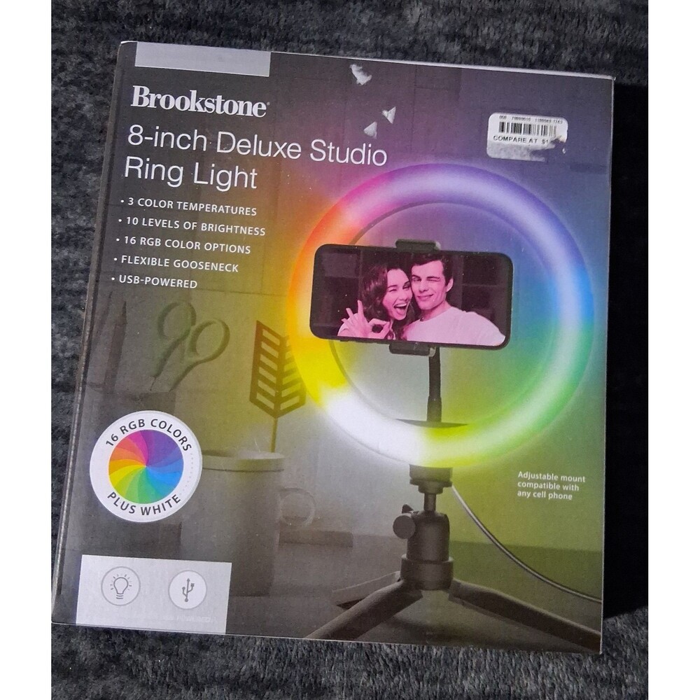 Brookstone 8inch deluxe studio ring light new